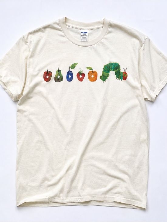 Gildan Tops - Gildan Kids' Cream Graphic Tee with Colorful Caterpillar and Fruit